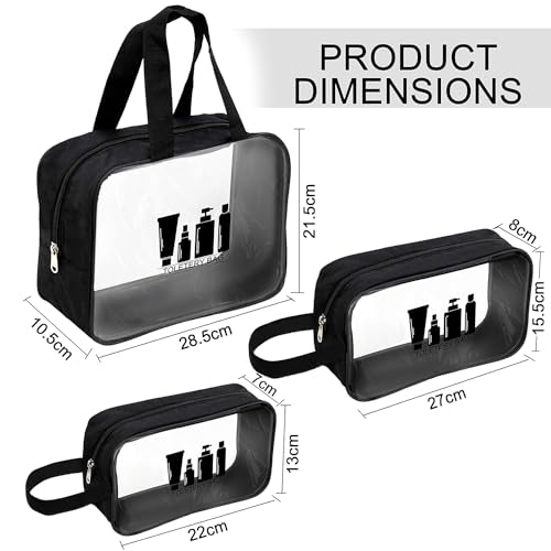 Image of Storite Set of 3 Travel Pouch - Clear PVC Toiletry Storage Organizer Bags for Travel, Gym, Bathroom Bag Wash Bag & Daily Use Waterproof Zipper Bags