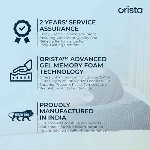 Image of Orista Advance Gel Blended Contour Memory Foam Pillow | 2 Year Warranty |Orthopedic Neck & Shoulder Support Pillow for Sleeping | Improves Posture & Spinal Alignment | 19 x 11 x 3.5 Inch | Set of 1