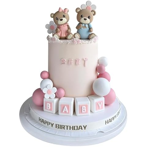 18 Pieces Gender Reveal Cake Toppers, Pearl Balls Cake Decorations with Bear Cake Toppers for Boys Girls Baby Shower Gender Reveal Cover