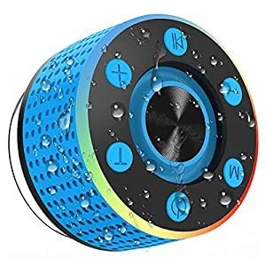 Bluetooth Speaker Waterproof IP7 Shower Speaker, Wireless Speaker with Built-in-Mic, Handsfree Call&FM Radio, Portable Outdoor Speaker with Suction Cup, Lights, TWS, Smart Speaker for Home Pool Beach