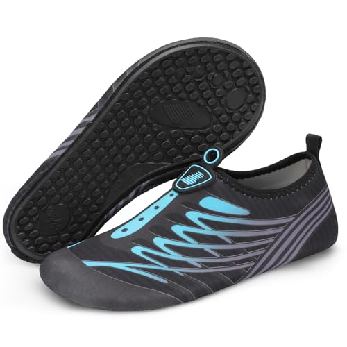 BARERUN Water Shoes for Womens and Mens Summer Barefoot Shoes Quick Dry Aqua Socks for Beach Swim Yoga Exercise Blue 8.5-9.5 Women/7-7.5 Men