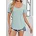 Cotton T Shirts for Women Soft Short Sleeve Scoop Neck Basic Tees Comfortable Summer Casual Trendy Tops with Pocket Green