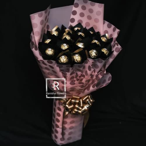 Image of Oasis 20 Sheets Korean Style Waterproof Premium Bouquet Wrapping Sheets (58 cm x 58 cm) | Green Polka Dot Edge Design Flower Wrapping Paper | Elegant Packaging for Bouquets Gift Wrapping and More