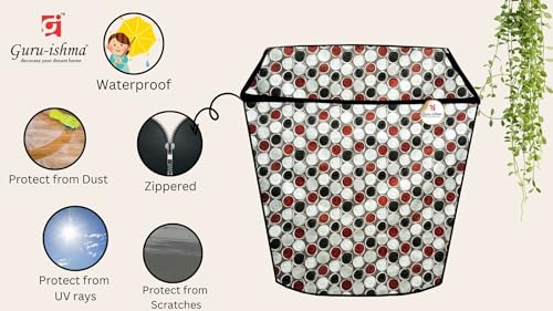 Image of Semi Automatic Washing Machine Cover for 6kg to 8kg Top Load | Waterproof & Dustproof Polyester Cover with Zip | Suitable with Samsung, LG, IFB, Bosch & More(51x 82 x 89 cm, Design 13)