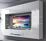 mediawand wohnwand 9 tlg - nexi 2 - weiss hochglanz inkl.led Abmessung 1B ( 273 cm (B) / 184cm (H) / 35 cm (T) : 2 x Schränke GS14 110 cm (H) 37cm (B) 35 cm (T), 1 x Schrank GS5 91 cm (B) 37 cm (H) 35 cm (T), 5 x Schränke GS4 91 cm (B) 37 cm (H) 35 cm (T)