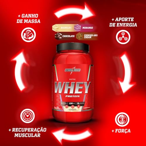 Integralmédica - Nutri Whey Protein Baunilha - Suplemento Alimentar Hipercalórico, Ganho Muscular e Recuperação Pós-Treino - Fonte de Proteínas e Carboidratos - Pote 900g