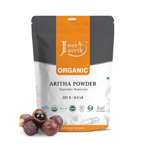 100% Organic Certified Aritha Powder (Soap Nut Powder) 227g /0.5 LB/ 08oz - Organic Hair Cleansing and Conditioning Product