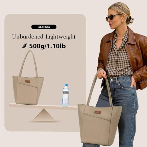 Image of Tote Bag for Women,Large Capacity Straw&Vegan Leather Tote Purses for Women,Shoulder Bags For Daily Travel Work Beach