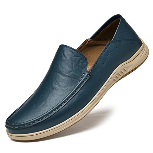 Mens Loafers Shoe Cowhide Stitching Details Round Toe Perforated Option Flat Heel Resistant Comfortable Wedding Slip On2