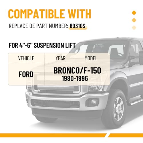 Racewill 2PCS Front Brake Lines 89310S, Extended Stainless Steel Braided Brake Line Compatible with 1980-1996 Ford F-150/Ford Bronco 4-6" Suspension Lift