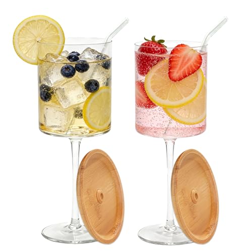 Imourari Stemmed Wine Glasses with Charcuterie Topper 13.5oz Set of 2