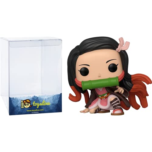 Nezuko Kamado: P o p ! Conjunto de estatuetas de vinil de animação com 1 protetor gráfico compatível