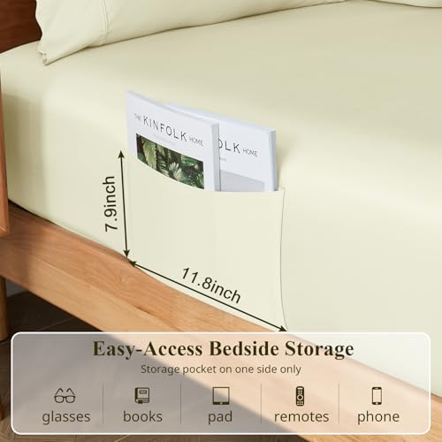 Image of Queen Size Sheet Set, Viscose Bamboo Sheets for Bed Set 4pcs, 100% Viscose Derived from Bamboo, Hotel Luxury Silky & Cooling for Hot Sleepers, Deep Pocket Up to 17 inch, Creme