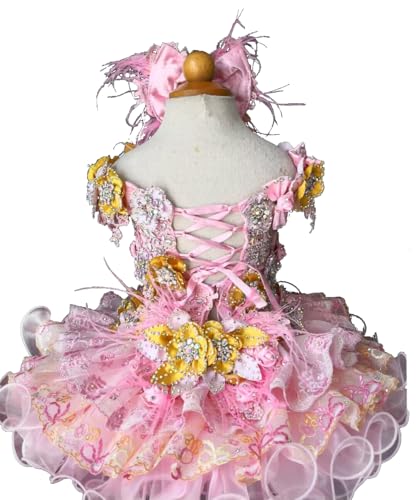 Jenniferwu G508 Infant Toddler Baby Newborn Little Girl's Pageant Party Birthday Dress Pink2