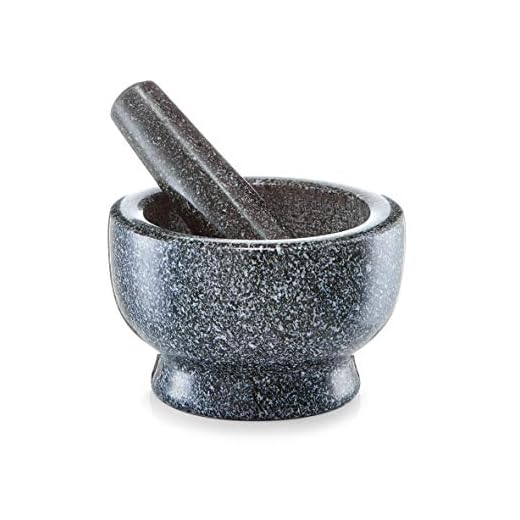 Zeller, 24501, vijzel en stamper set, graniet, antraciet, ca. 13 x 13 x 8 cm.