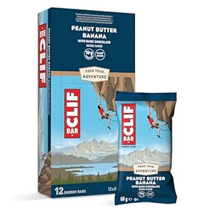 Clif Bars – Energy Bar / Nutritional Protein Bar – Peanut Butter Banana with Dark Chocolate – Plant Based Protein – 12 x 68 g