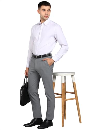 Image of GHPC Stylish Slim Fit Polyester Lycra Stretchable Formal Pant for Men | Mens Fashion Plain Solid Wear Dress Trousers Pants for Office or Party