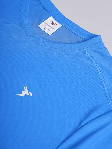 Image of TECHNOSPORT Men's 100% Polyester Slim Fit Solid Short Sleeve T-Shirt for Gym, Workout, Sports and Regular Use - Pack of 2