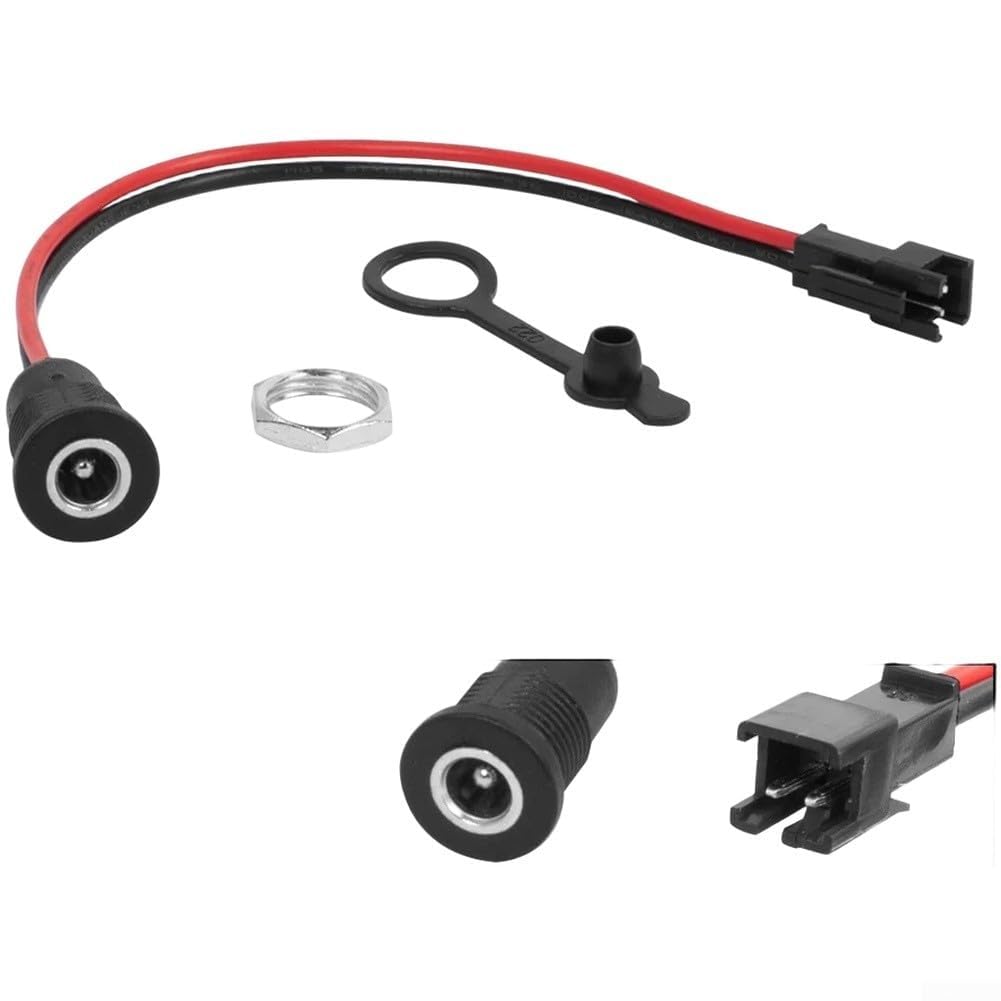 Todikaper For Electric Scooter DC 2.1mm Charging Port Set, 5.5x2.1mm Female Panel Mount Connector with Waterproof Dust Shield, Flexible ABS for Power Cable for Balance Bike Charging Hole
