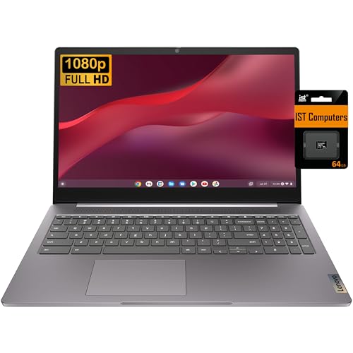 Lenovo Chromebook 15 (15.6'' FHD Display, 4GB RAM, 128GB Storage (64GB eMMC + 64GB SD Card) 2TB Cloud Storage, Intel Celeron), Home & Student Laptop, Wi-Fi 6, Chrome OS (Renewed)