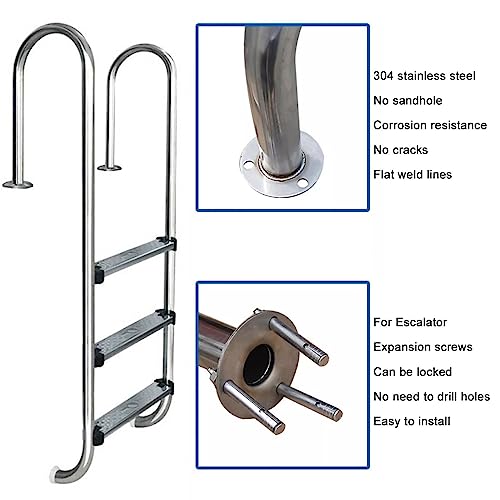 Escalera para Piscina de Acero Inoxidable con 2/3 Peldaños Antideslizantes miniatura 6