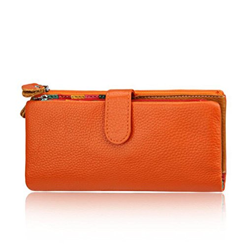 Pochette zipper en cuir véritable pour le shopping et les sorties