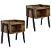 Yaheetech 2 x Table de Chevet Industriel 46 x 35 x 52,5 cm Table d'appoint Vintage Table de Nuit Rétro avec Compartiment Ouvert Bout de Canapé Bois pour Salon Chambre Couloir Bureau Montage Facile