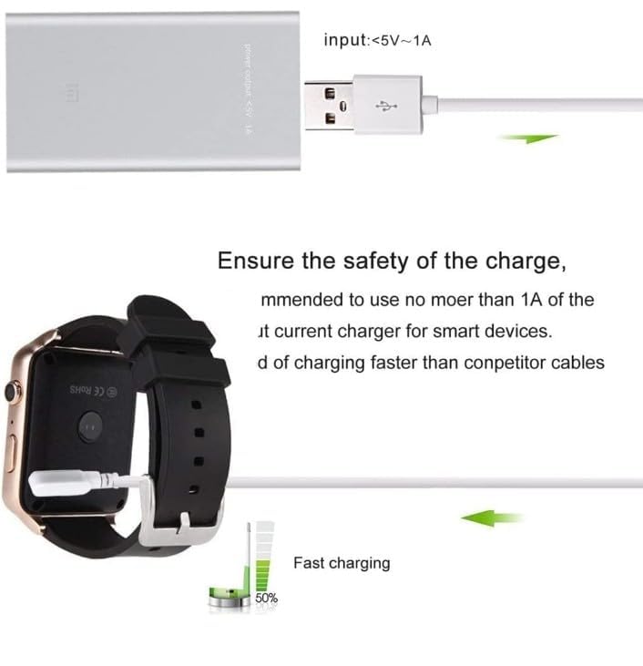 Image of S8 Ultra Smart Watch with 4G SIM Card, USB Cable, Watch Charger Magnetic 4 pin, Watch Charger, 4mm Adapter Length 45 cm for Smart Watch (Charge only)(Black)