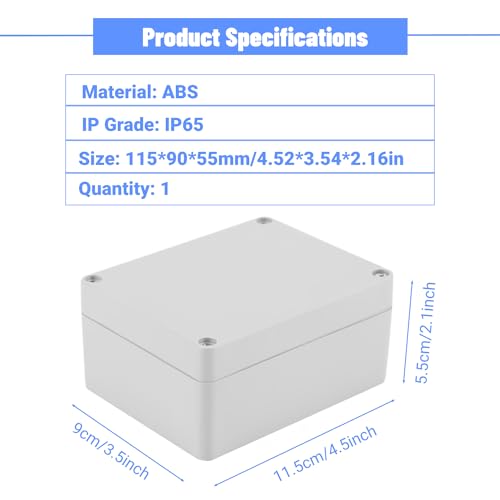 Miniatura 2 de Caja De Superficie, Caja Estanca Exterior, Caja Electrica Superficie, Caja De Conexiones Abs Impermeable Ip65, Caja Eléctrica Para Instalaciones Eléctricas Interiores Y Exteriores 115 X 90 X 55 Mm