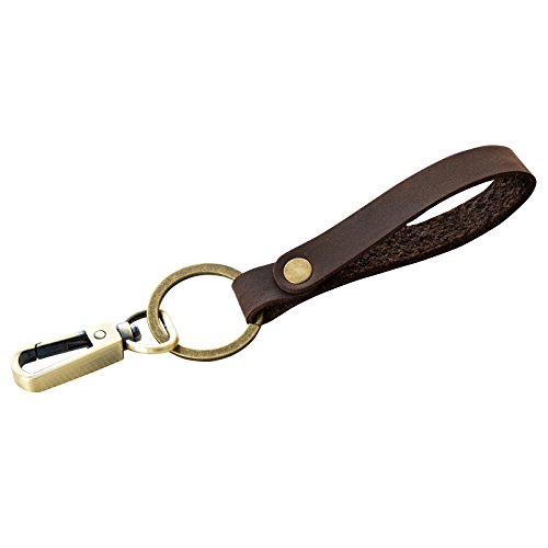 Ancicraft Leather Keychain For Women Men Car Home Key Ring Strap Holder Lanyard With Clasp (Dark Brown & Clasp) #TOP1