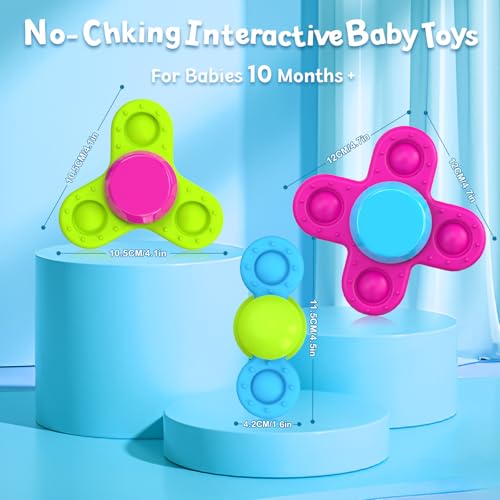 Guibola Suction Cup Spinner Toys for 1 Year Old Boy Girl 3PCS Spinning Toys for Toddlers 1-3 Sensory Toys Infant Bath Toys Travel Toys for Babies 10-12 Months, First Birthday Baby Gifts for 1 Year Old - Thumbnail 5