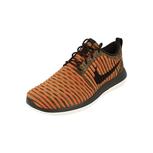 NIKE herr Roshe två flyknit svart/vit/Max orange löparsko 8 män US