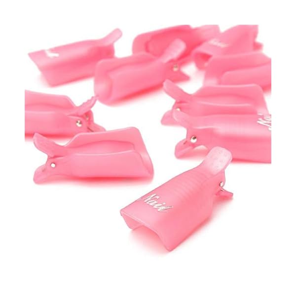 HiMo-10PC-Plastic-Acrylic-Nail-Art-Soak-Off-Cap-Clip-UV-Gel-Polish-Remover-Wrap-Tool-Pink HiMo 10PC Plastic Acrylic Nail Art Soak Off Cap Clip UV Gel Polish Remover Wrap Tool (Pink)