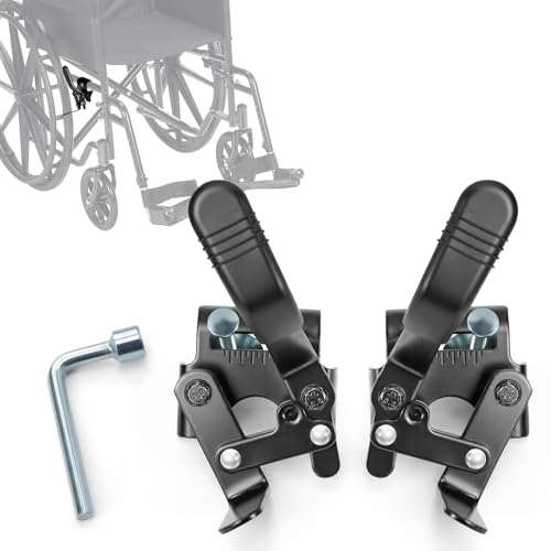 Extended Brake Arm Wheelchair Brakes, Easy-to-Install Side-Mounted Replacement for 7/8 Inch Tubing, Designed for Most Manual Wheelchairs (1 Pair, Black)