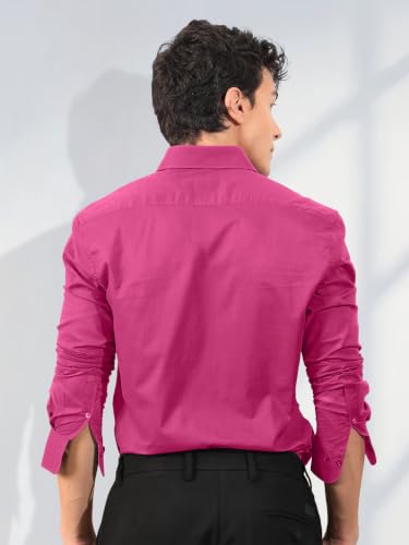 Image of Pinkmint Men's Solid Shirt | Soft Cotton Blend | Casual Shirt | Plain | Full Sleeve - Regular Fit (Available in Plus Size and Pack of 2)