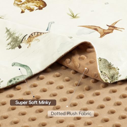 Image of PHF Minky Baby Blanket for Boys Girls, 30x40 Inches Soft Double Layer Baby Blankets with Cute Dinosaurs, Receiving Blanket Bed Throws for Newborn, Infant, Babies