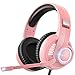 Produktbild Nulliplex Gaming Headset für PC, Headset mit Mikrofon & RGB Licht, PS4 Gamer Kopfhörer mit Mikrofon, Stereo Surround Sound Noise Cancelling, Headset Kompatibel mit PC/PS5/Laptop/Mac/Xbox One(Rosa)