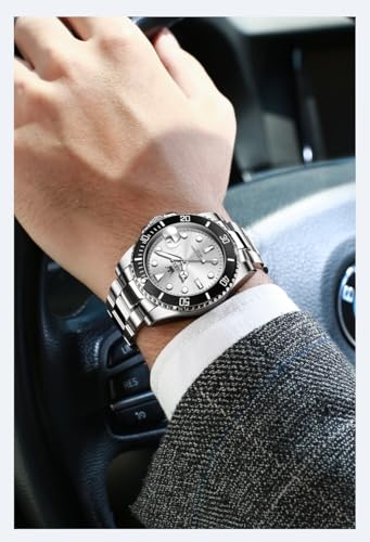 Image of OLEVS Watches for Men,Classic Luxury Big Face Men Watches, Silver Dress Stainless Steel Men Wrist Watch with Luminous Analog Relojes para Hombres