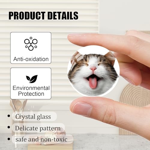 Imán de vidrio con diseño de gato para refrigerador miniatura 3