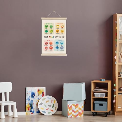 Image of DOI-LANEE Emotions Feelings Chart for Kids - Zones of Regulation Poster for Toddlers, Mental Health Posters Hanger Frame for Therapy Office Playroom Nursery Bedroom Homeschool, 16x12 Inch