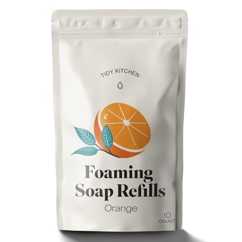 Tidy Kitchen Foaming Hand Soap Tablets, 10 Count – Moisturizing Foam for Kitchen and Bathroom, Compatible with Dispensers, Orange Scent