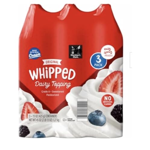 Whipped Dairy Topping, 3-Pack, 15 oz Each, No Artificial Flavors, Easy Spray Nozzle