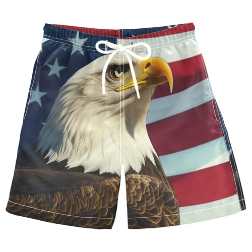 Eagle American Flag Boys Swim Trunks Kids Toddler Beach Board Shorts Teen Quick Dry Bathing Suit Swimsuit - Main Image