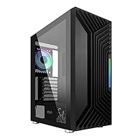 Noua Ne-o F18 Schwarz ATX Gehäuse für PC-Gaming, unterstützt E-ATX, 3 x USB3.0/2.0, Lüfter PWM ARGB, Vorderseite mit ARGB-LED-Streifen, Seitenplatte aus gehärtetem Glas (H x B x L: 480 x 435 x 210 mm)