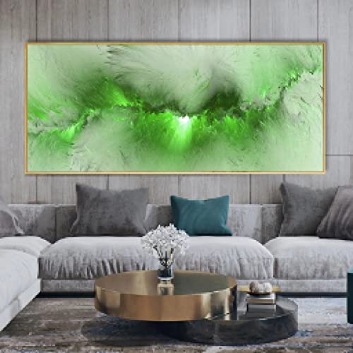 Toile art moderne salon abstrait gris jaune impression nuage 60x120cm
