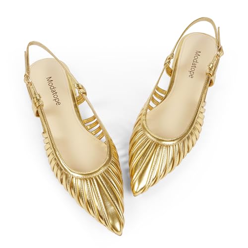 Image of Modatope Slingback Flats for Women Pointed Toe Ballet Flats Classic Low Heel Sandals Dress Shoes