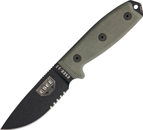 ESEE ES3MILSB-BRK Model 3Mil Part Serrated