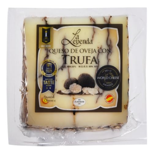 Queso de Oveja Curado con Trufa Negra 150 g (Aprox.) | Queso Artesano con Aroma de Trufa | Sabor Intenso y Gourmet | Ideal para Tapas, Aperitivos y Tablas de Quesos