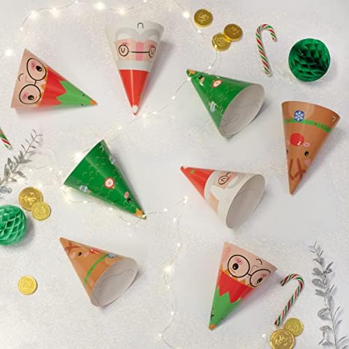 On The Wall Christmas Party Hats  Santa, Rudolph, Elf with Ears and Christmas Tree's ( 8 x pack )