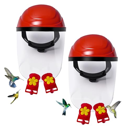 Hummingbird Feeder Helmet | Easy-Install Hummingbird Feeder Hat | 2 Feeding Ports Round Nectar Box Leak-Proof & Quick to Refill 2PCS
